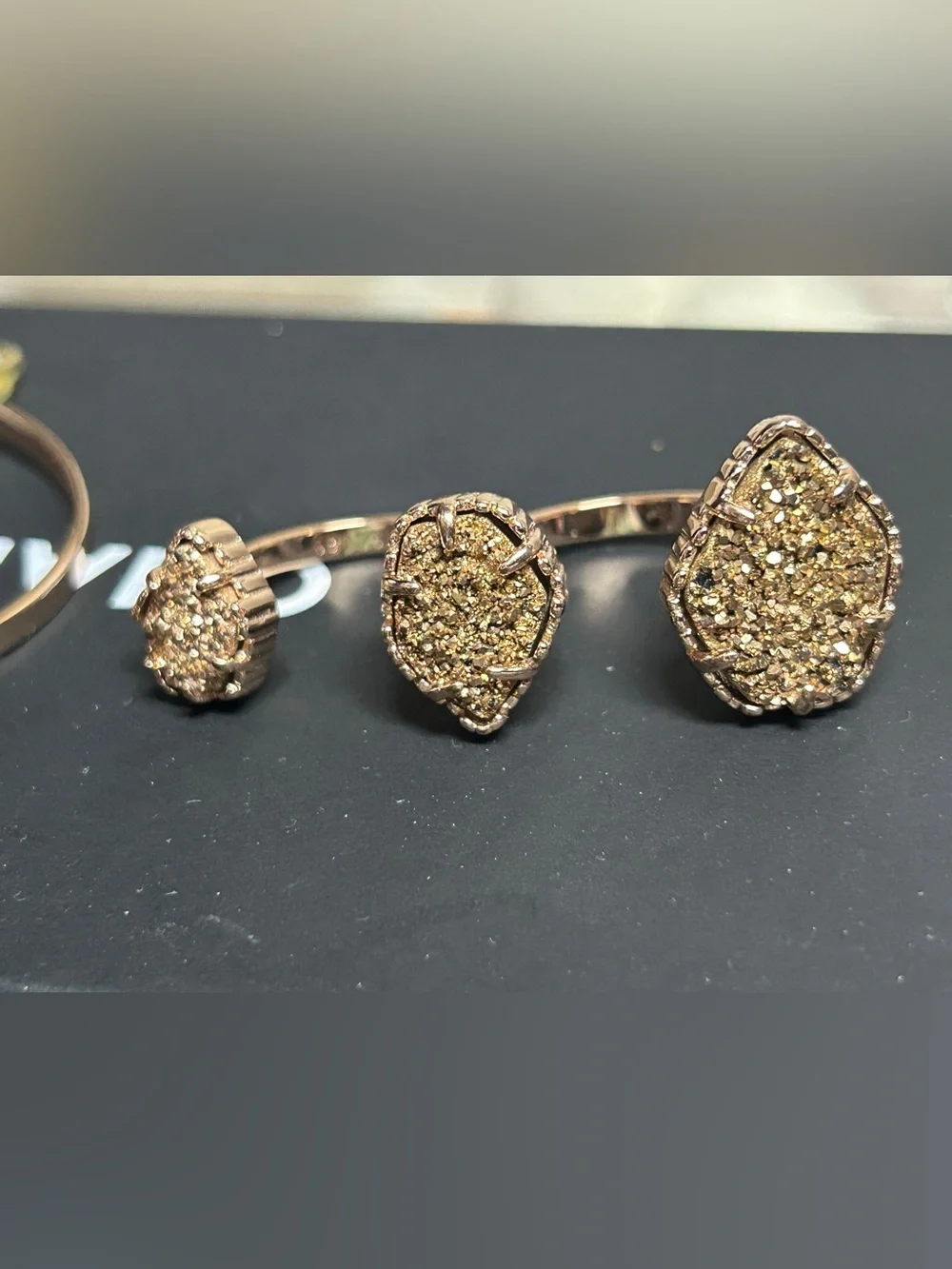 Kendra Scott Rose Gold Druzy set earring and ring